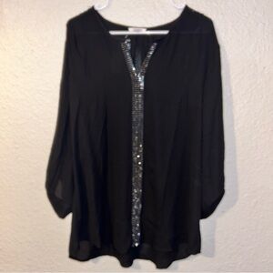 Maurices Black Blouse with Silver Detailing